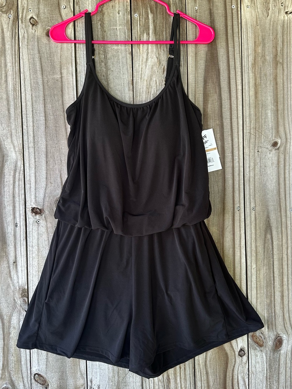 Maxine of Hollywood Black Romper One Piece Swimsuit Womens Size 12 Summer Resort